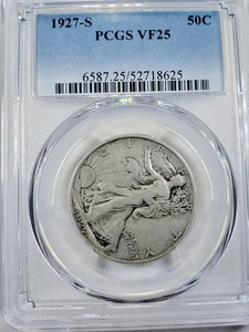 1927-s Walking Liberty Half Dollar PCGS VF25 - Picture 1 of 4