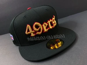 EXCLUSIVE SAN FRANCISCO 49ERS FITTED HAT GOTHIC SCRIPT NFL PATCH CLUB 7 1/2 - Picture 1 of 8
