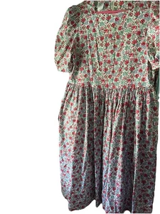 Vintage 1980er Laura Ashley Blumen Baumwolle Puffärmel Midi Tee Kleid 14 - Bild 1 von 7
