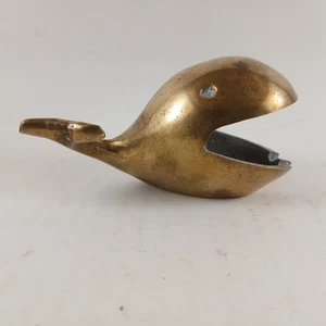VINTAGE Balena OTTONE MASSICCIO posacenere fermacarte incenso metà secolo moderno MCM - Foto 1 di 10