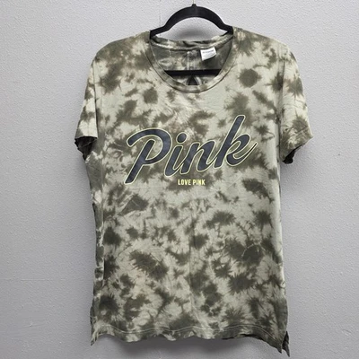 Camisa Victoria's Secret Rosa Mujer Gris Mediana Tie Dye Love Rosa Camiseta Espalda Dividida Foto 1 de 4