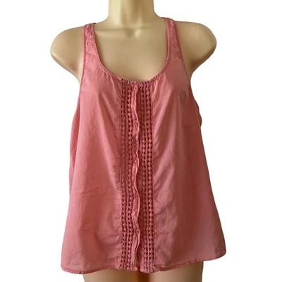 Arizona Jeans Size M Pink Sleeveless Blouse with Lace and Eyelet Trim - Image 1 of 4