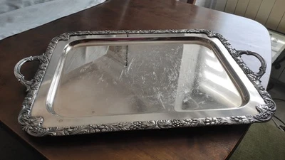 Antikes Großes Silbertabett 3750 g, L: 63,5 cm, B: 40,5 cm. - Bild 1 von 4