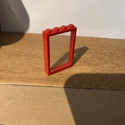 Vintage Lego Red 4x5 Window with Glass Solid Stud Shop Town Train Part - Image 1 of 3