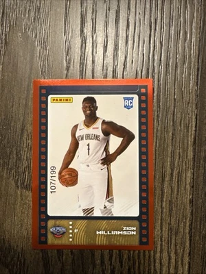 2019-20 Panini Sticker Collection Zion Williamson /199 Red Foil Rookie Pellicans - Image 1 of 2