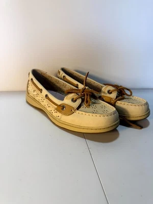 Sperry Top-Sider Angelfish 9265901 Mujer 8 M Zapato Barco Beige Cuero Floral Perf Foto 1 de 4