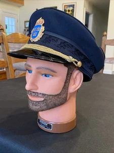 Vintage BLAU original schwedische Polizei Mütze Schirmmützenabzeichen Schweden Wigens Gr. 59 - Bild 1 von 24