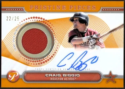 2024 Topps Pristine Pieces Orange Craig Biggio 22/25 GAME USED JERSEY AUTO - Image 1 of 2