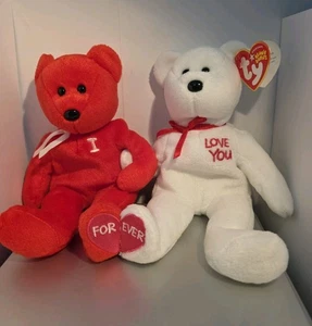 Set I LOVE YOU Beanie Babys - angenähtes Paar Ty Beanie Babys (VERSANDKOSTENFREI) - Bild 1 von 5