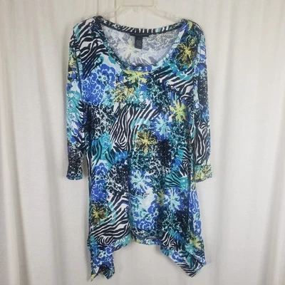 Camisa túnica Grace Elements medios mixtos asimétrica alta-baja para mujer 1X Plus Foto 1 de 4