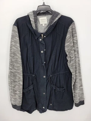Chaqueta Torrid Mujer Plus 3X Negra Estilo Militar Gris Mangas Mármol Con Capucha Foto 1 de 4