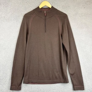 Horny Toad Men's Small Brown 100% Merino Wool Quarter Zip Pullover Sweater - Picture 1 of 7
