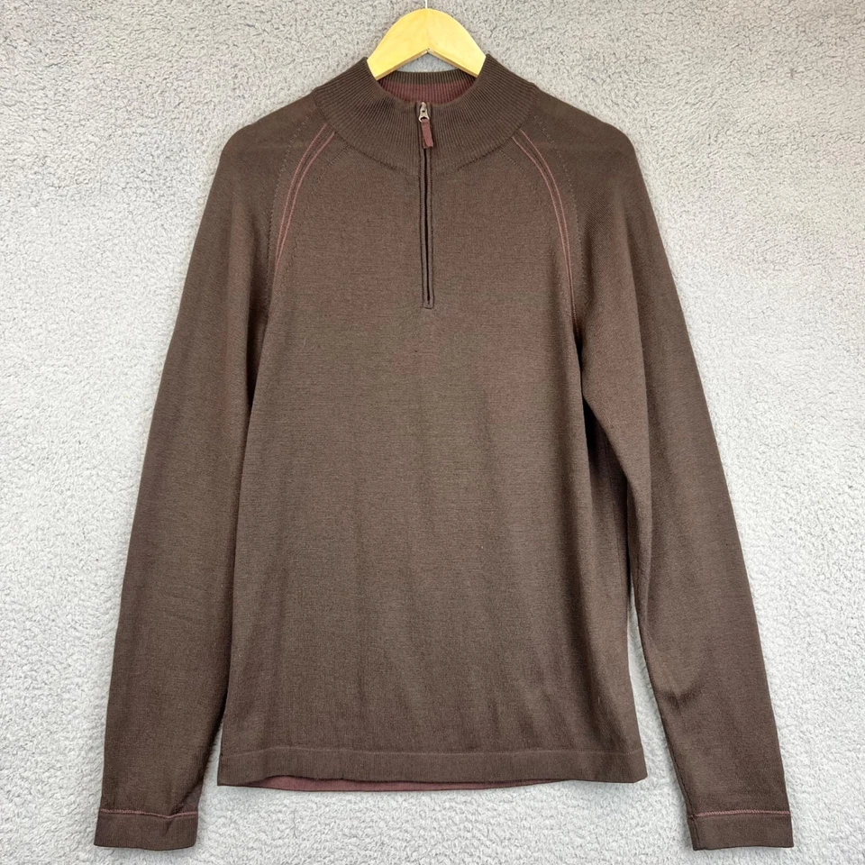 Horny Toad Men's Small Brown 100% Merino Wool Quarter Zip Pullover Sweater - Image 1 of 4