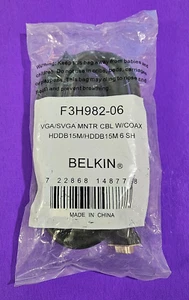 NUOVO SIGILLATO Belkin F3H982-06 VGA/SVGA cavo monitor con HDDB15/HDDB15M 6 SH - Foto 1 di 5