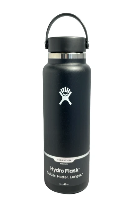Hydro Flask Reusable Water Bottle - 40oz, Stainless Steel, Black