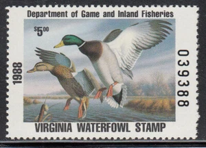 USA Virginia postfrisch Wasservögel Enten Jaffe VA1 Wert 12,00 $ - Bild 1 von 1