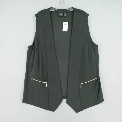 NWT Chicos Travelers Zipper Vest Size 3 Olive Cross Dye Sleeveless Slinky XL - Image 1 of 4