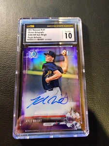 2017 Bowman Draft Kyle Wright Purple Refractor Auto #'D 215/250 Gem Mint 10! - Picture 1 of 2