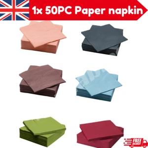 IKEA FANTASTISK 3-Ply Paper Napkins 50Pack High Absorbent Paper Napkins 40x40 cm - Picture 1 of 19