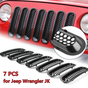 Black Clip-in Front Grill Mesh Grille Insert Kit for Jeep Wrangler JK Unlimited - Picture 1 of 8