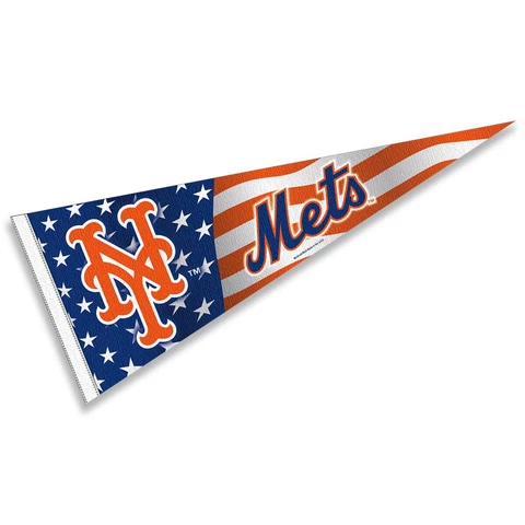 New York Mets Nation USA Stars and Stripes Pennant MLB 12 in X 30 in Pennant Cover
