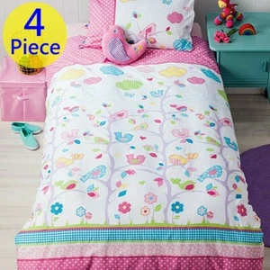 Birdie Tree Double Bed Reversible Quilt Cover Set + 1 x Novelty Cushion. 4 Piece - Picture 1 of 9