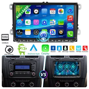 4+64G 9" Autoradio Stereo Carplay GPS Navi Android13 Per VW GOLF 5 6 Touran Polo - Foto 1 di 15