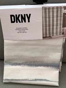New DKNY Watercolor Stripe White Blue Gray Mint Fabric Shower Curtain 72x72” - Picture 1 of 7