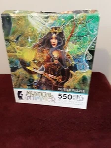 Ceaco MYSTICAL SHIMMER GLITTER Jigsaw Puzzle 550 LION UNICORN WOLF WINGS SWORD - Picture 1 of 12