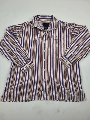 Camisa Fubu Vintage Juvenil Mediana 12-14 Multicolor Rayas Y2k Abotonada Foto 1 de 4