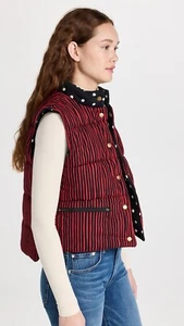 Clare V Tuckernuck Emile Puffer Vest Striped Polka Dot Size M/L - Picture 1 of 10
