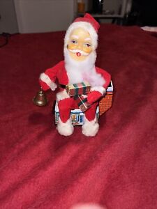 1950s Battery Operated Santa Claus Sitting On House Christmas Toy Vintage Tested