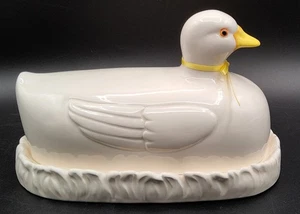 RARE Vintage White Goose Butter Dish Made Expressly for Lord + Taylor in Japan - Picture 1 of 7