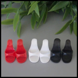 🖤3 Barbie SCHWARZ WEISS ROT OT Heels Pantoletten Schuhe Vintage 60er Japan *N EXC❤️ - Bild 1 von 7