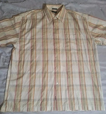 Attitude Men's short Sleeve Button Up Shirt Ivory Striped 3XL Single Stitch VTG - Image 1 of 4