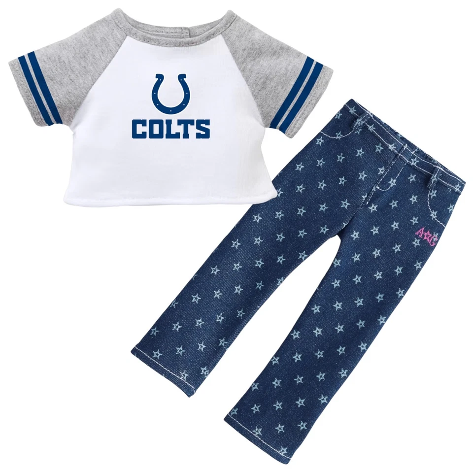 Conjunto de fútbol americano para muñeca American Girl camiseta Colts y jeggings estrellados NFL Indianápolis Foto 1 de 4