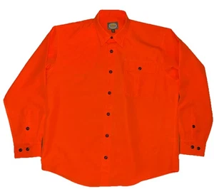 Cabela's Men's Size Large Outdoor Gear Long Sleeve Blaze Orange Shirt Button - Picture 1 of 10