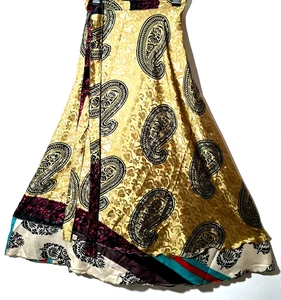 Incredible-art Vintage Silk Sari Magic Wrap Skirt Reversible Double Layer skirt, - Picture 1 of 6