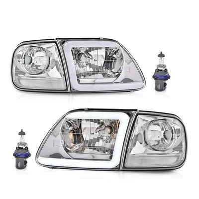 PIT66 LED DRL Headlights w/Corner Parking Lights Compatible with 1997-2003 Fo... - Image 1 of 4