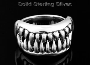 SIZE 12 Genuine Solid Sterling Silver Movable JAW Motorcycle Bikers Ring 1R-280 - Picture 1 of 6
