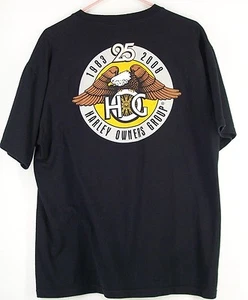 Harley Davidson Owners Group Mens T Shirt Sz L 25 Year Black HOG 1983-2008 - Picture 1 of 7