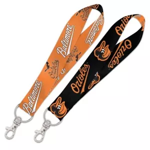 BALTIMORE ORIOLES WRISTLET LANYARD KEYCHAIN 1" WIDTH 8" LENGTH W/ METAL CLASP - Picture 1 of 1