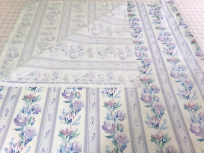 Tela Wide Mill Creek lavanda/púrpura floral a rayas. Tintes IVA. BTY x 56 A24-730 Foto 1 de 4