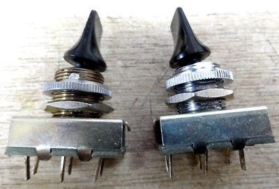 2x vintage slide toggle switch Arcolectric DPDT low profile back 12.5mm hole - Image 1 of 4