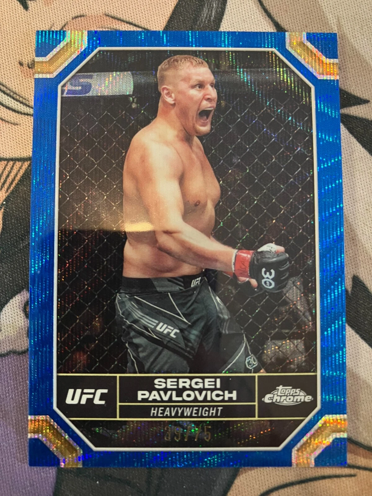 2024 Topps Chrome UFC #175 Sergei Pavlovich Blue Wave Refractor /75