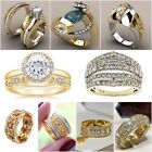 Elegant Yellow Gold Plated Ring Cubic Zirconia Women Wedding Jewelry Size 6-10