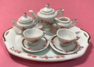 Vintage Handcrafted Hand Painted Miniature Dollhouse Tea Set Signed Flower - Picture 1 of 8
