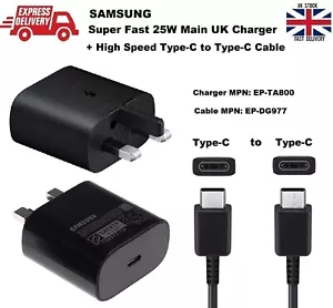 Genuine Samsung Super FAST 25W Charger Type-C Cable for Galaxy S21 FE S21+ Ultra - Picture 1 of 10
