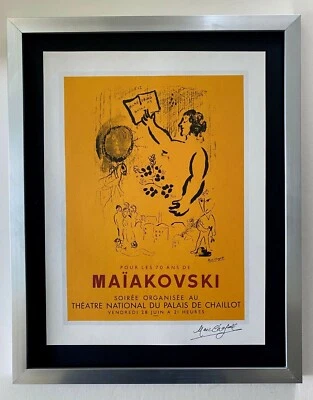 MARC CHAGALL | ORIGINAL VINTAGE 1975 | IMPRESSÃO ASSINADA | MONTADO EM PLACA 11X14 | - Imagem 1 de 3