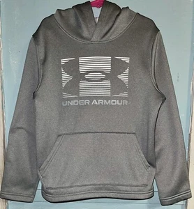 Jungen Under Armour ColdGear Fleece Pullover Hoodie Größe YSM 7-8 lockere Passform grau - Bild 1 von 7